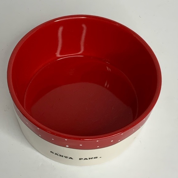 Rae Dunn “Santa Paws” Ceramic dog bowl size 5.75X2.75 EUC - Picture 5 of 8